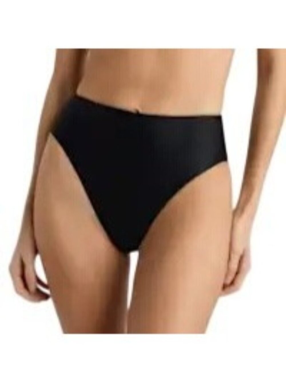 Quince Italian High Rise High Leg Bikini Bottom In Black Size M